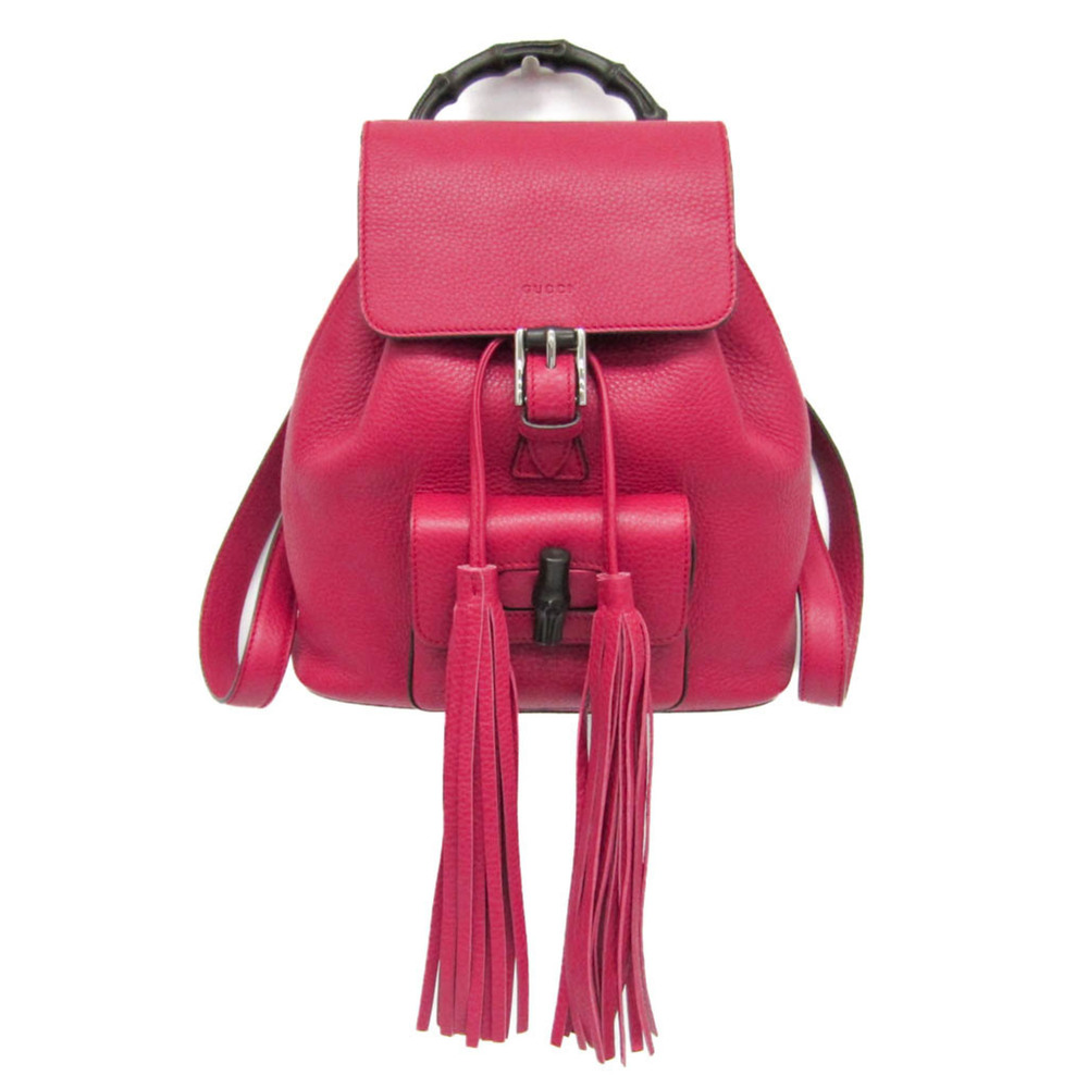 GUCCI Authentic Pink Leather Bamboo Backpack - Picture 1 of 16